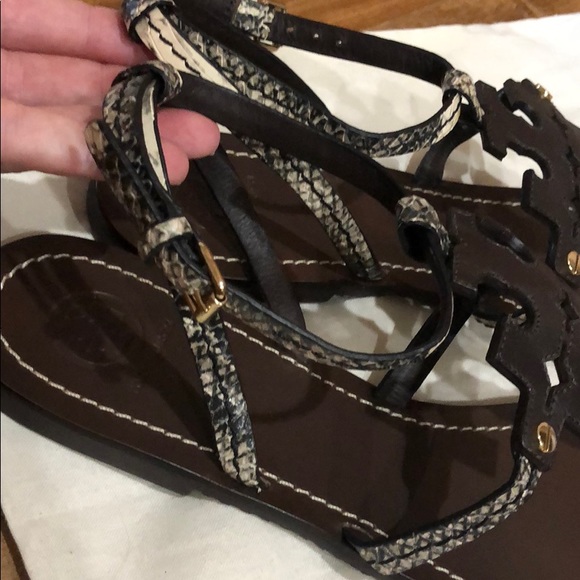 Tory Burch chandler snake embossed flat sandal - Picture 4 of 7